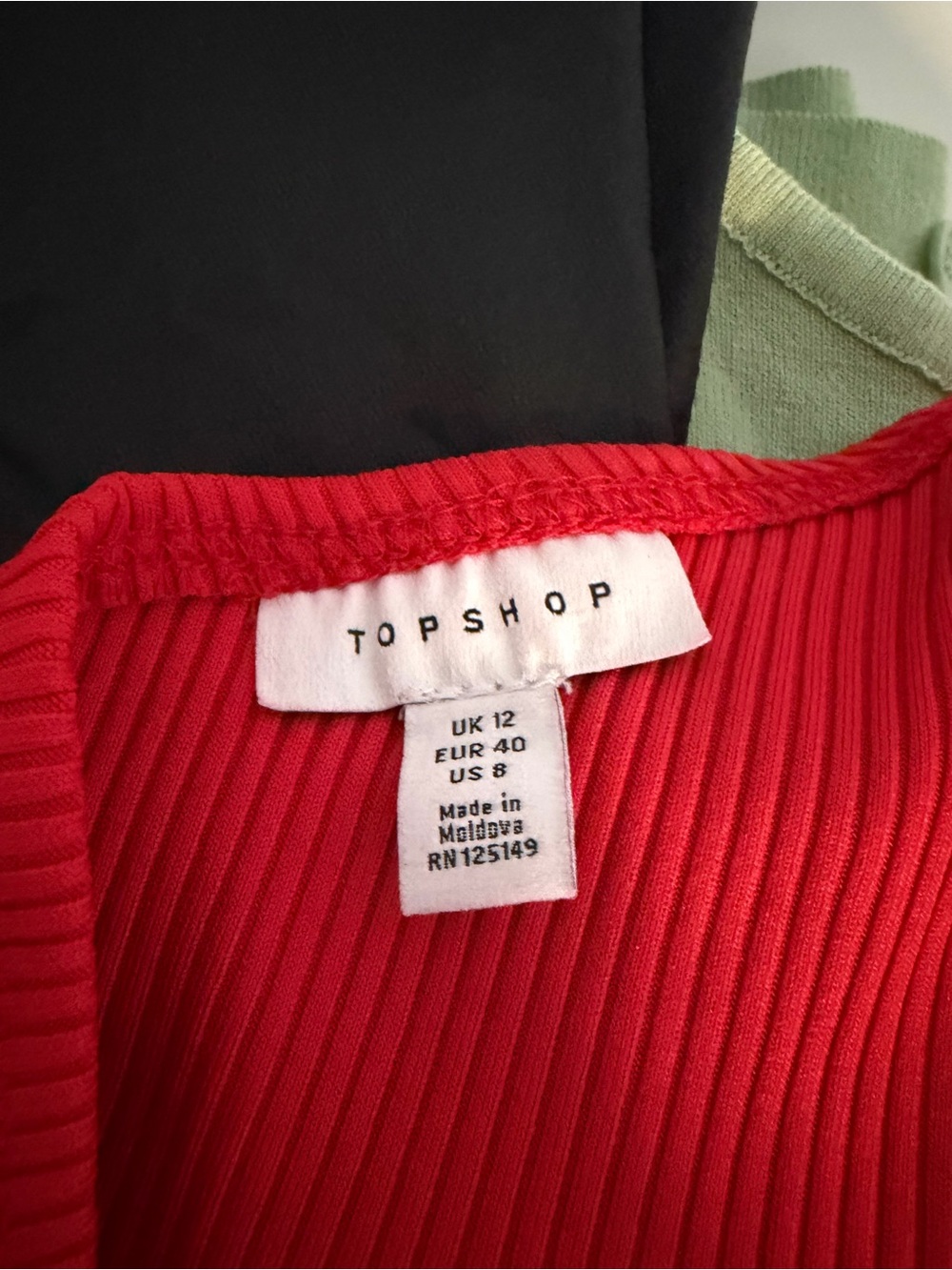 Top shop Red One-Shoulder Ribbed Top - Picture 4 of 5